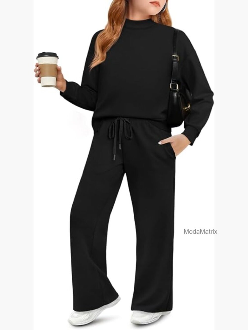 Girls 2 Piece Sweatsuit Mock Neck Top & Wide Leg Pants Tracksuit Set 5-14